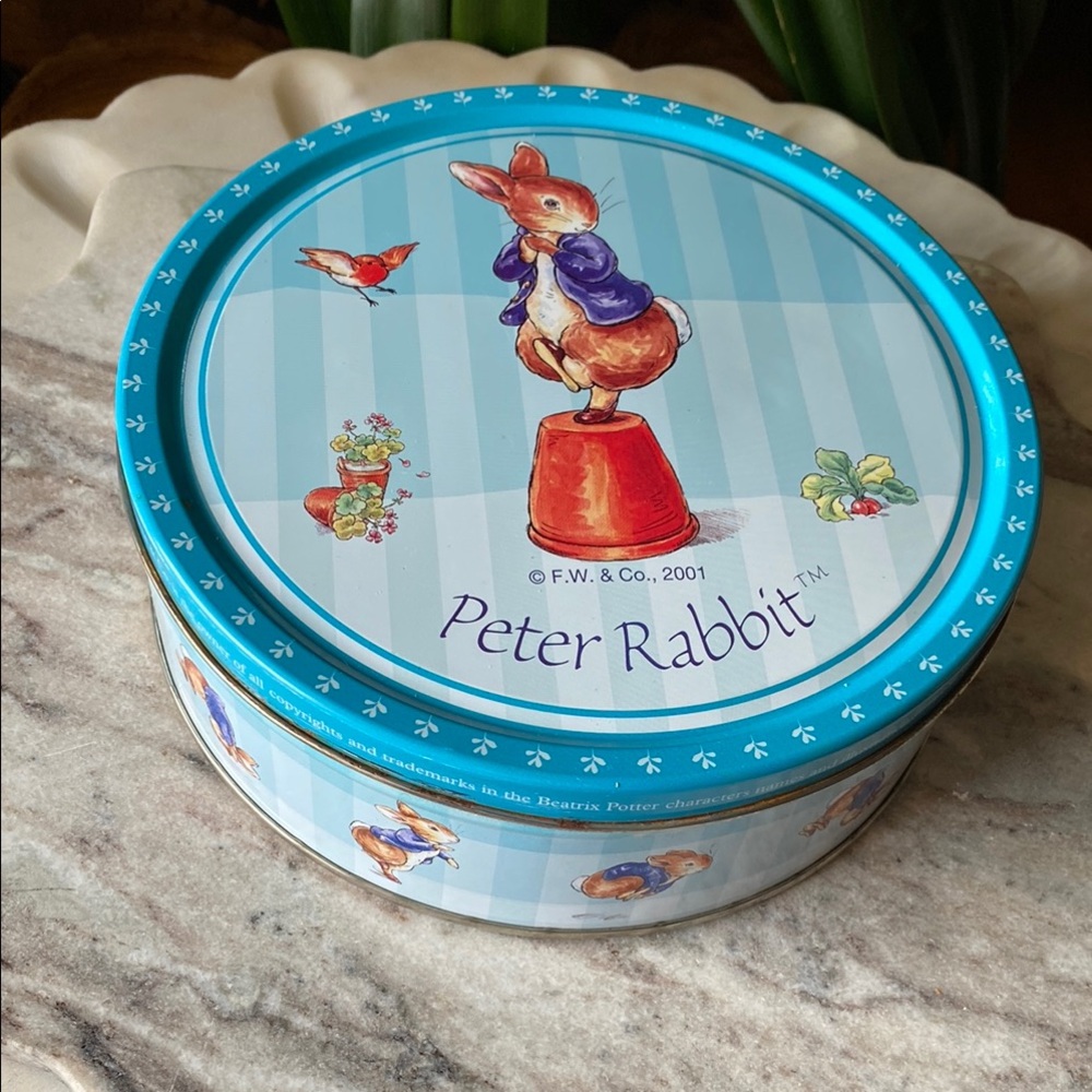Vintage Peter Rabbit Beatrix Potter Tin Canister - 2001 Decorative Storage Box